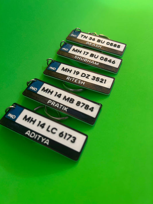Custom Number Plate Keychain – Personalized with Your Name and Mobile Number