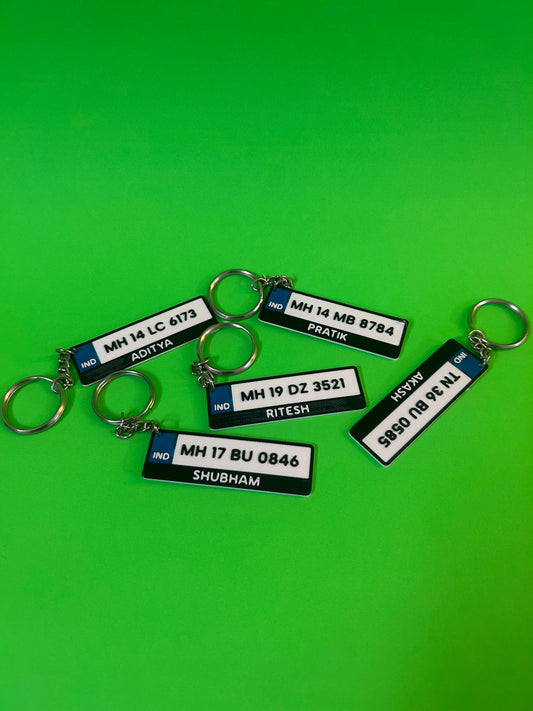 Custom Number Plate Keychain – Personalized with Your Name and Mobile Number
