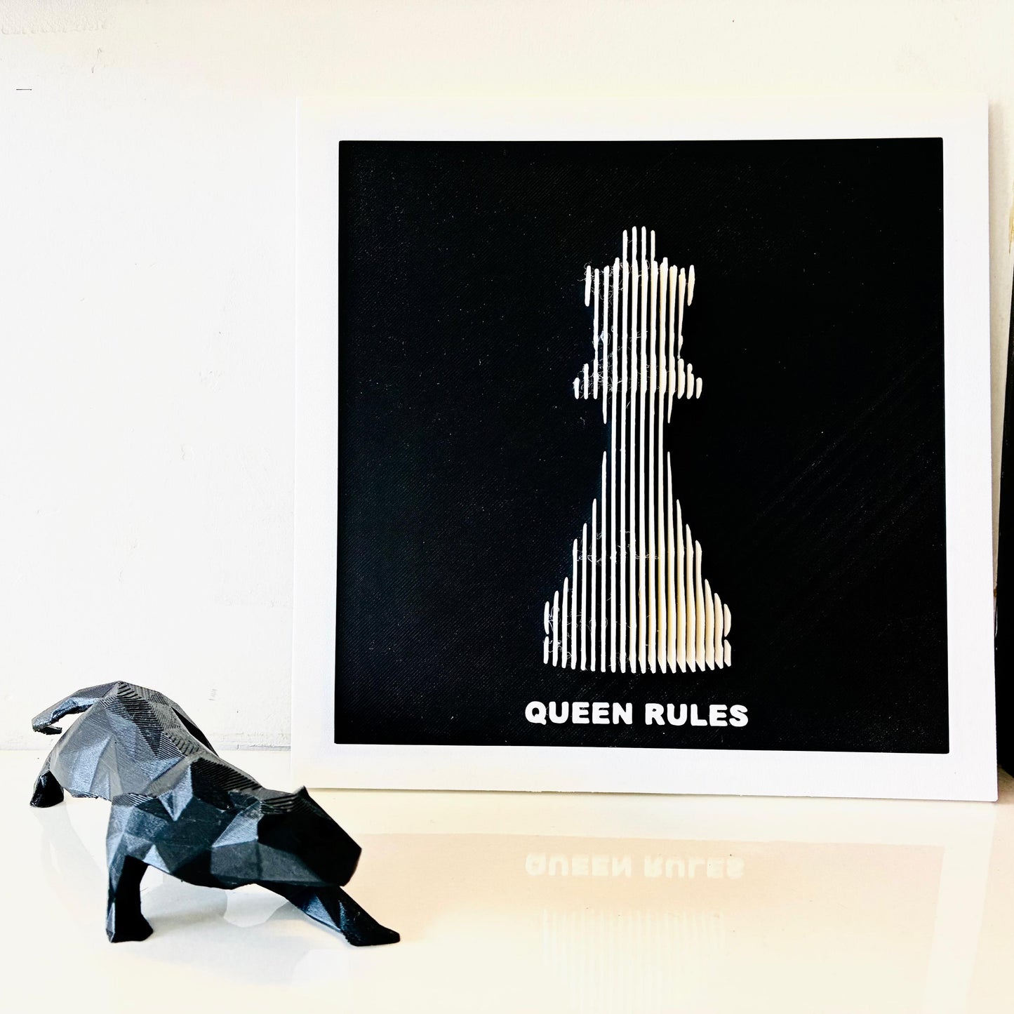 Personalized Power Piece | Queen Rules | 3D Chess Queen Wall Frame | Queen in Motion | Rule Like a Queen