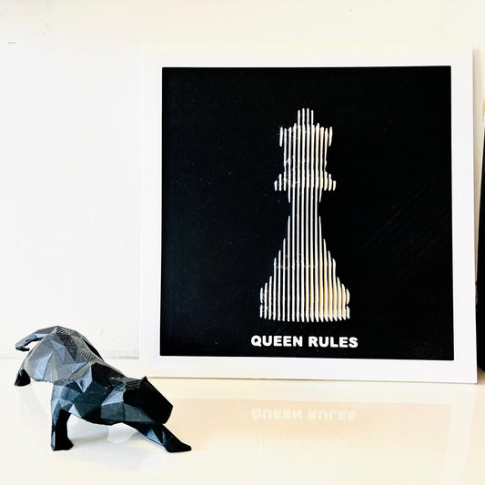 Personalized Power Piece | Queen Rules | 3D Chess Queen Wall Frame | Queen in Motion | Rule Like a Queen