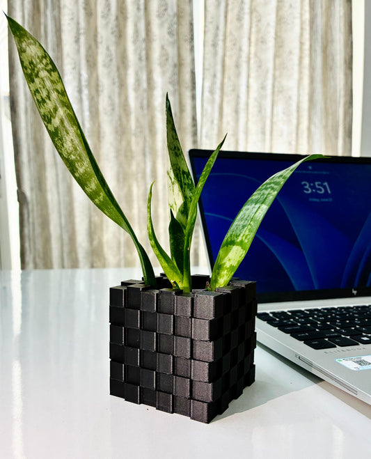 Mini Black Planter for Desk and Table| 3D Planter | Succulent planter | Minimalist Planter | Square Planter