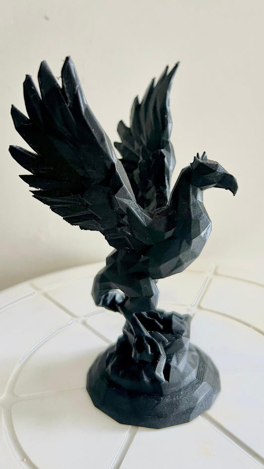 Obsidian Phoenix – The Eternal Rise| Low Poly Phoenix | 3D Printed Modern Home Decor | Minimalist Table Centerpiece
