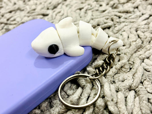 Flexi Shark Keychain – 3D Printed Movable Shark | Cute Articulated Shark Charm | Unique Gift for Ocean Lovers, Collectors & Kids