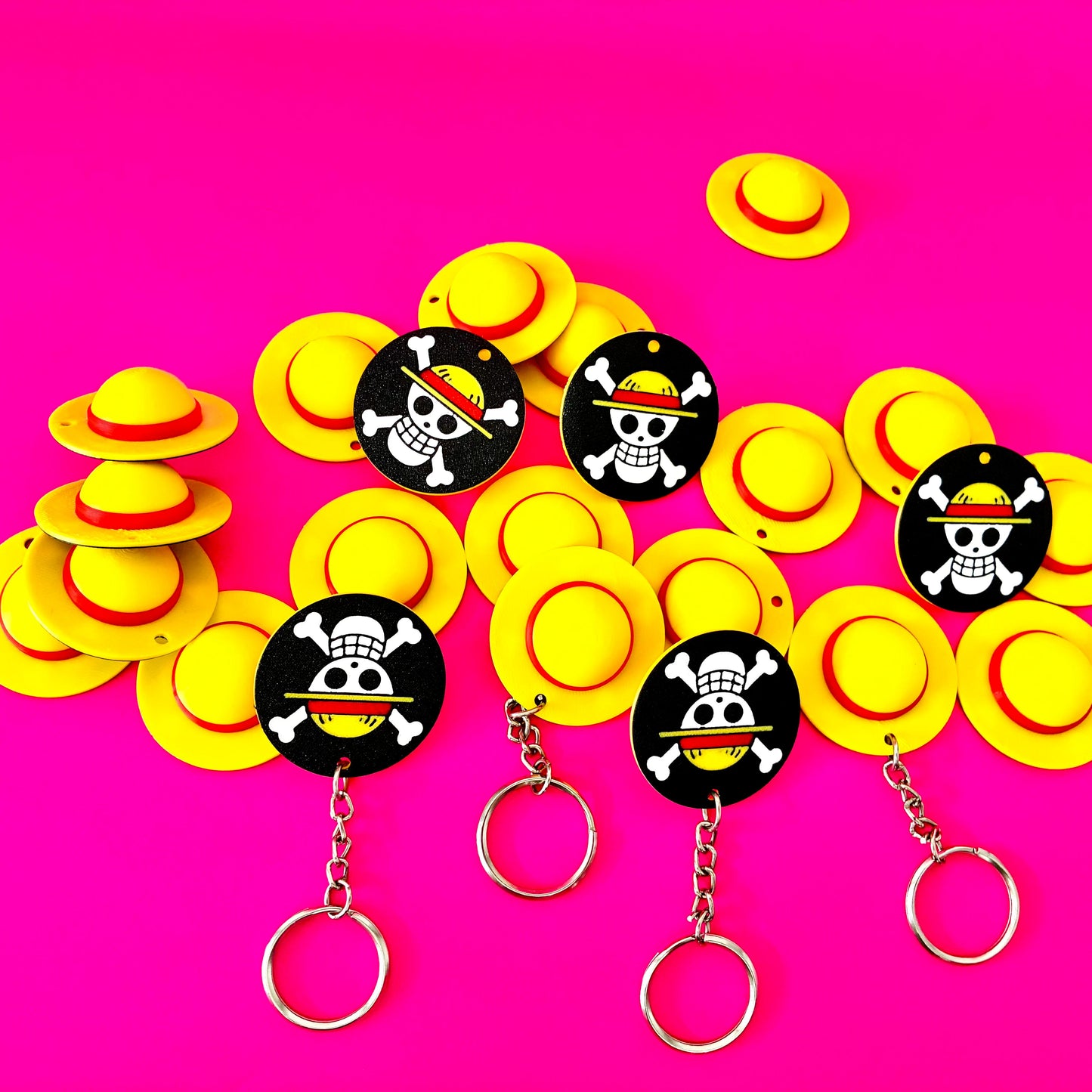 Luffy Straw Hat Keychain – Anime Edition | Straw Hat Pirate Emblem Keychain | Luffy's Pirate Crew Keychain – 3D Printed