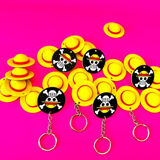 Luffy Straw Hat Keychain – Anime Edition | Straw Hat Pirate Emblem Keychain | Luffy's Pirate Crew Keychain – 3D Printed