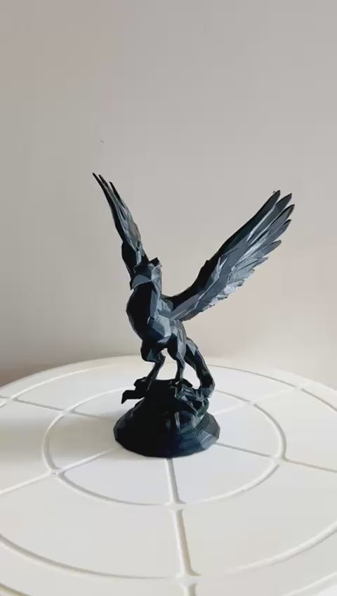 Obsidian Phoenix – The Eternal Rise| Low Poly Phoenix | 3D Printed Modern Home Decor | Minimalist Table Centerpiece