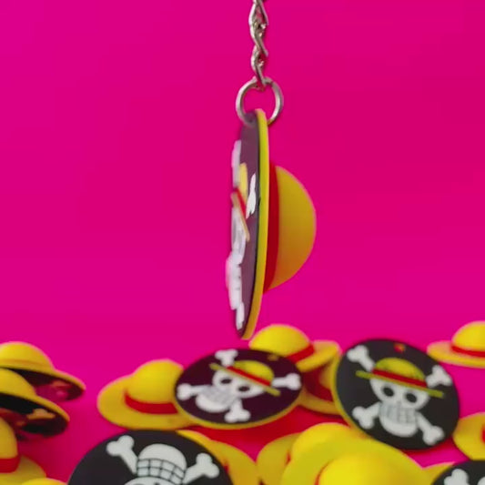 Luffy Straw Hat Keychain – Anime Edition | Straw Hat Pirate Emblem Keychain | Luffy's Pirate Crew Keychain – 3D Printed